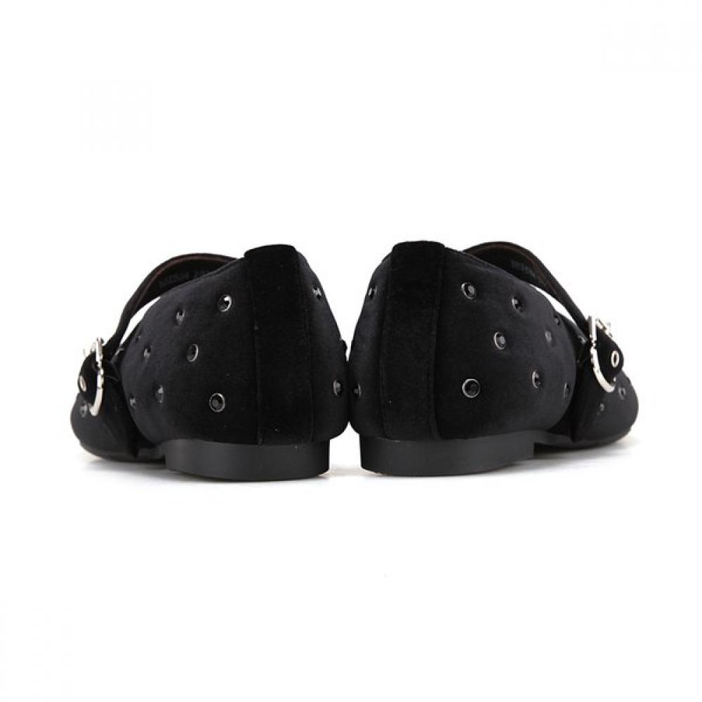 BARBARA Velvet Stud Mary Jane Flat Bbi534bk