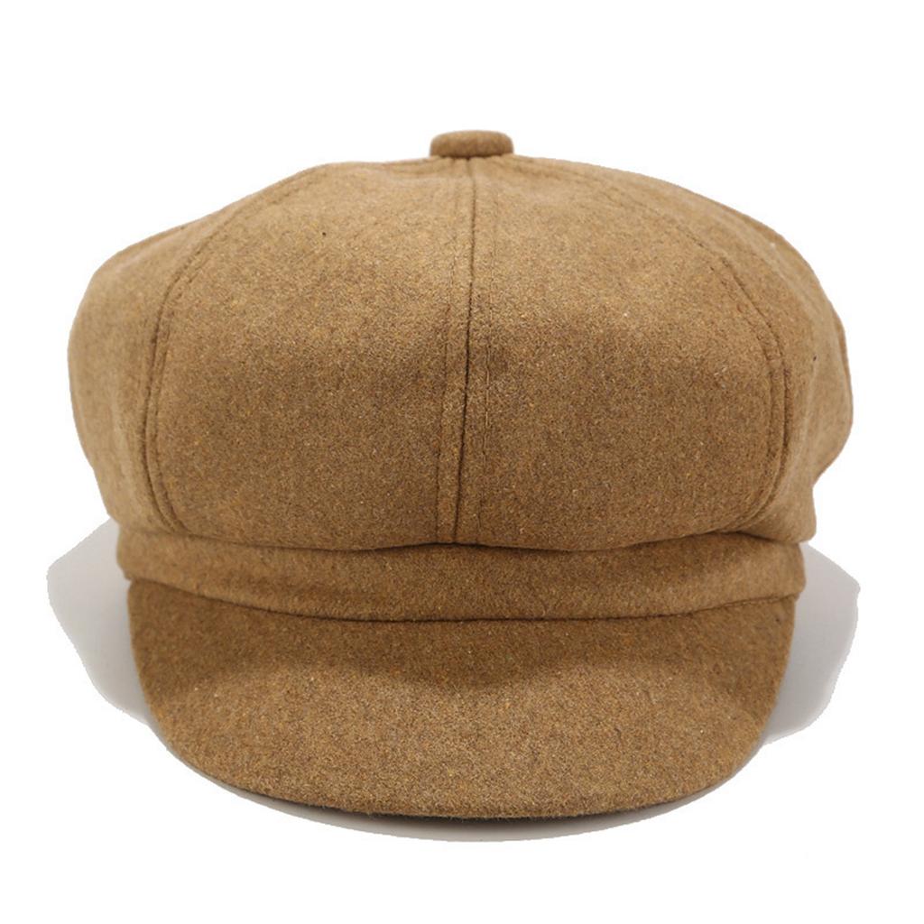Women's Octagonal Hat Solid Color Woolen Cap