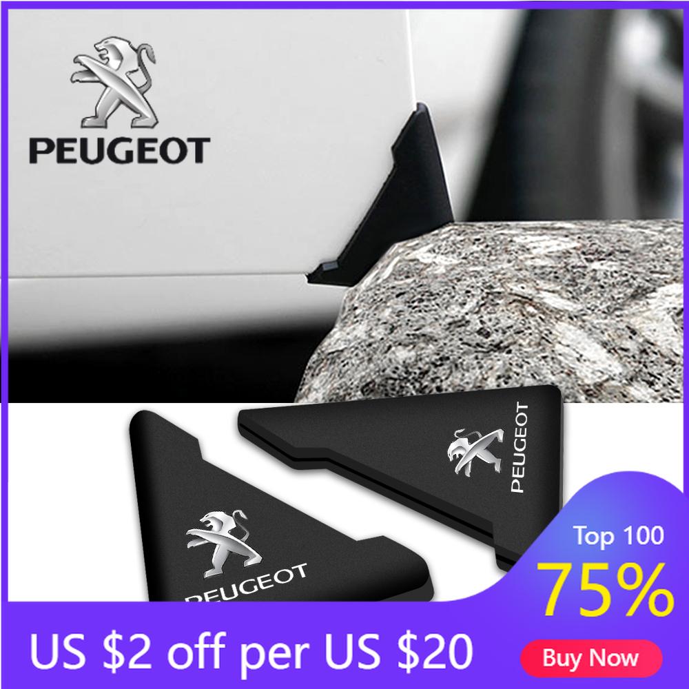 

2026 Hot Car Sticker 2PCS Silicone Car Emblem Car Door Corner Protector Cover Anti Scratch For Peugeot 206 307 308 3008 207 208 чёрный