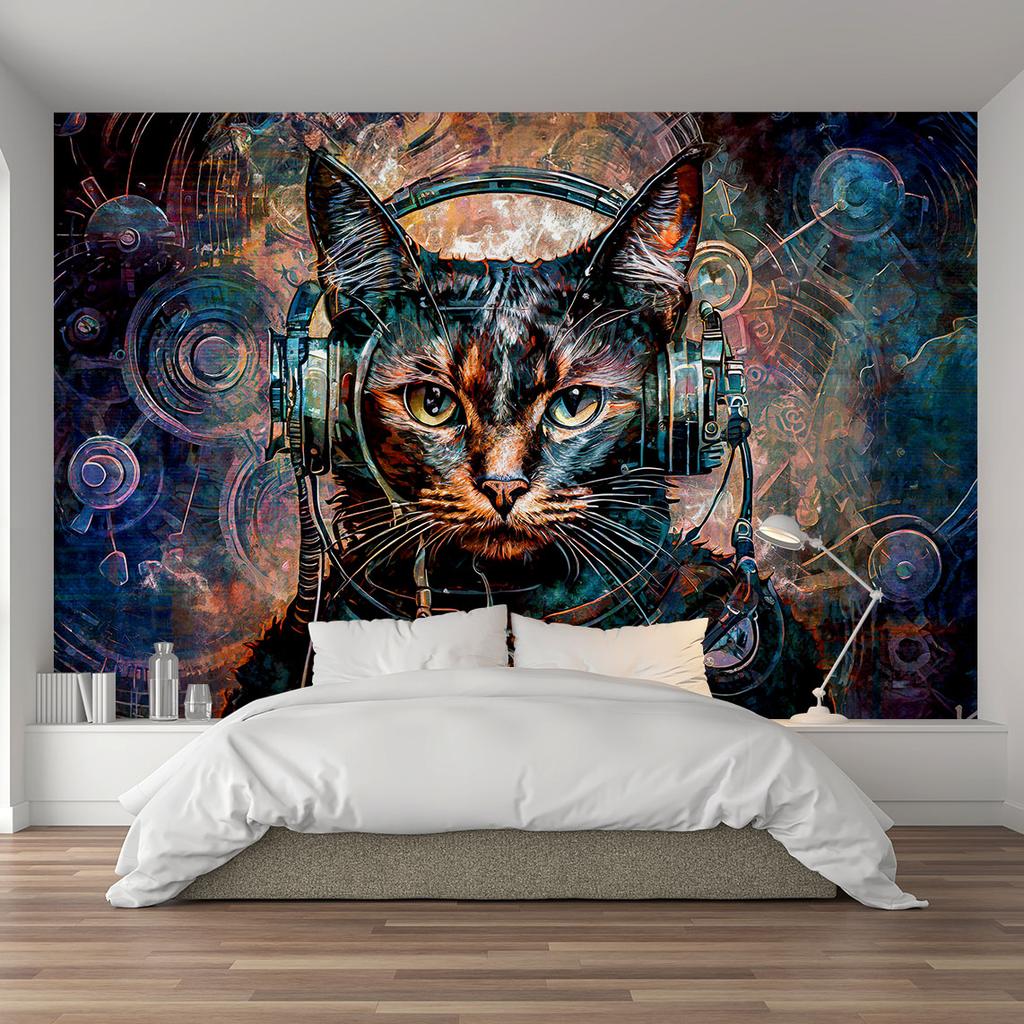 Wallpaper Futuristic Cat Abstraction