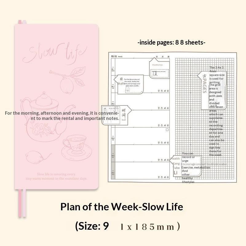 Kinbor Artist Illustrated Weekly Planner Mini Self-Date Organizer Notebook Daily Plan Journal for Work/Travel/Study Kawaii Gifts