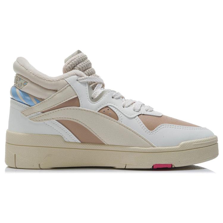 Li Ning Wave Suprewave Mid Slip Resistant Abrasion Resistant Mid top Skateboard Shoes Women's Light Taupe AGCR234-5