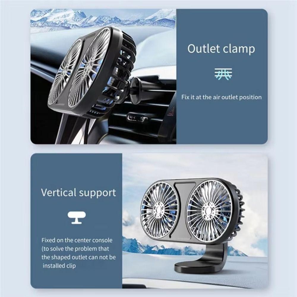 360° Rotating Mini Fan Low Noise Auto Electric Fan Mute Auto Ventilation Fan  Dashboard