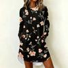 Women's Casual Floral Print Long Sleeve Round Neck Dress