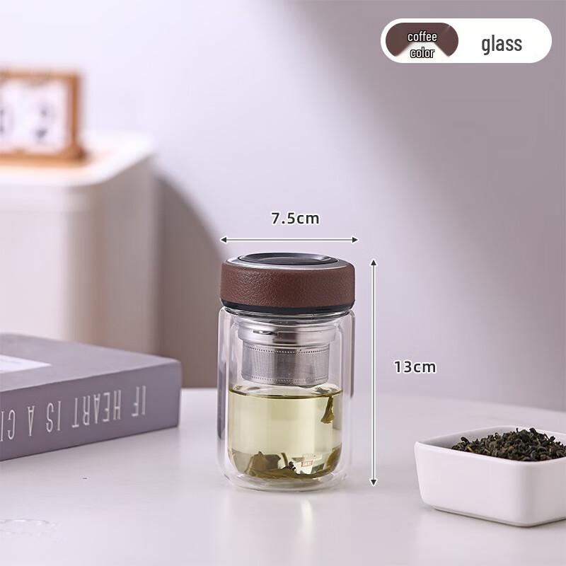 Shangqi Hangping Double Wall Glass Tea Cup with Lid
