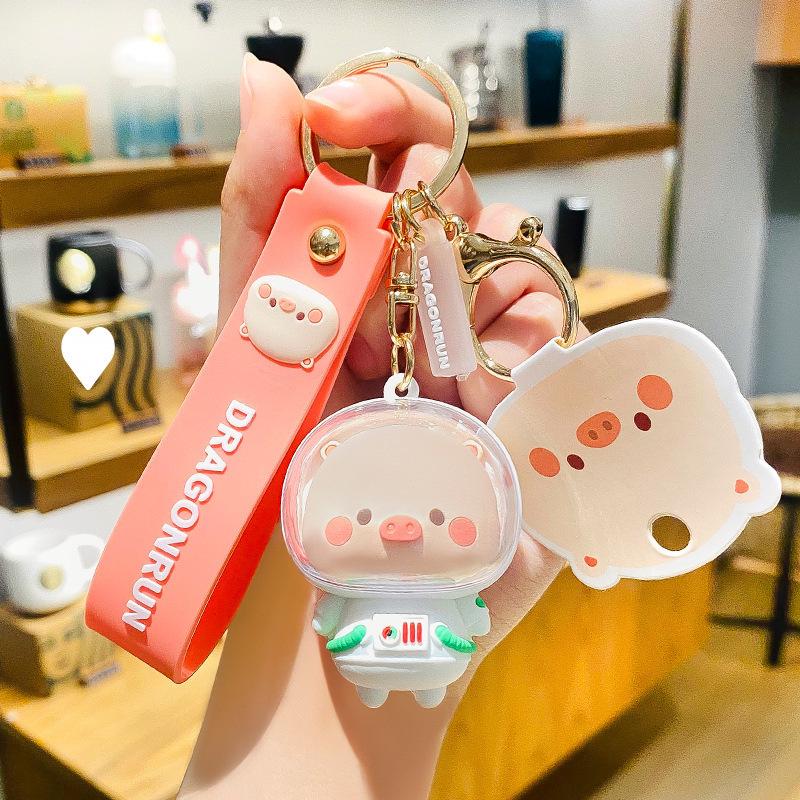 Cute Pig Keychain for Women: Couple Backpack Pendant & Electric Car Charm