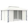 VidaXL Tonnelle avec rideau 4x3 m Blanc crème Aluminium