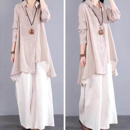 Damenhemd Revers Langarm Einreihig Hemd Oberteile Unregelmäßiger Saum Einfarbig Mittellang Freizeit-Hemd