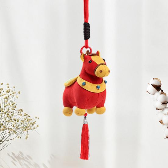 Pony Plush Keychain Year of The Horse Plush Mascot Soft Stuffed Animal Cute Backpack Charm New Year Decoration