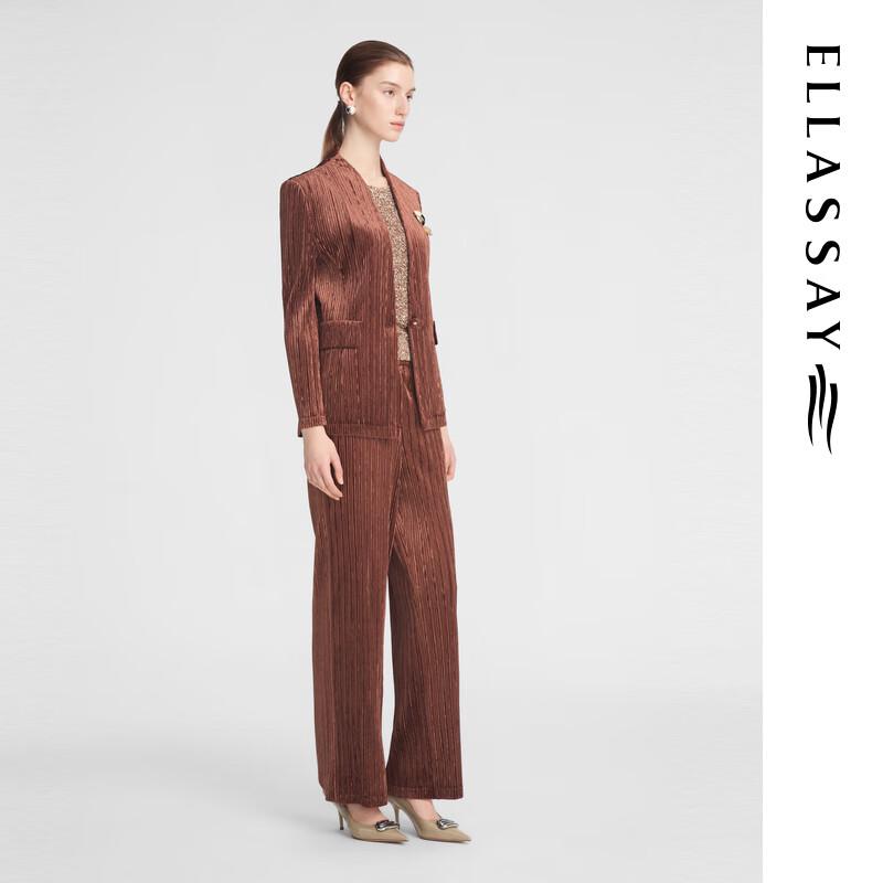 ELLASSAY Women's Classic Retro Velvet Straight Leg Casual Pants