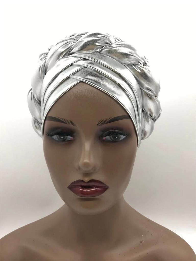 Forehead Cross Turban Cap For Women Braid Head Wraps African Lady Cap Muslim Headscarf Bonnet Turbante Mujer