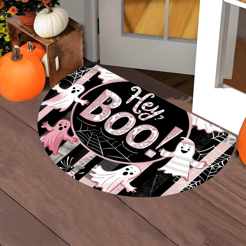 Spooky Halloween Half Round Doormat Cute Ghost Moon Star Semicircle Carpet For Bedroom Bathroom Front Door Welcome Floor Mat