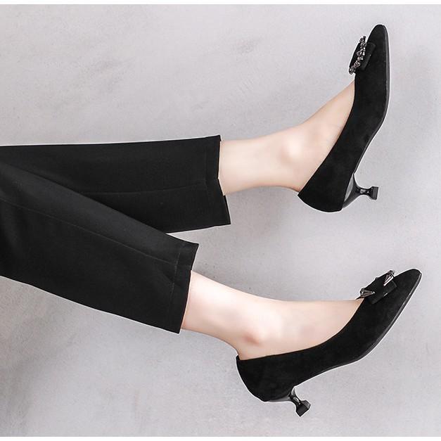 Pointed Single Shoes Women's Thin Heels 2025 New Korean Version Versatile Light Mouth Four Seasons Black Professional Work Shoes