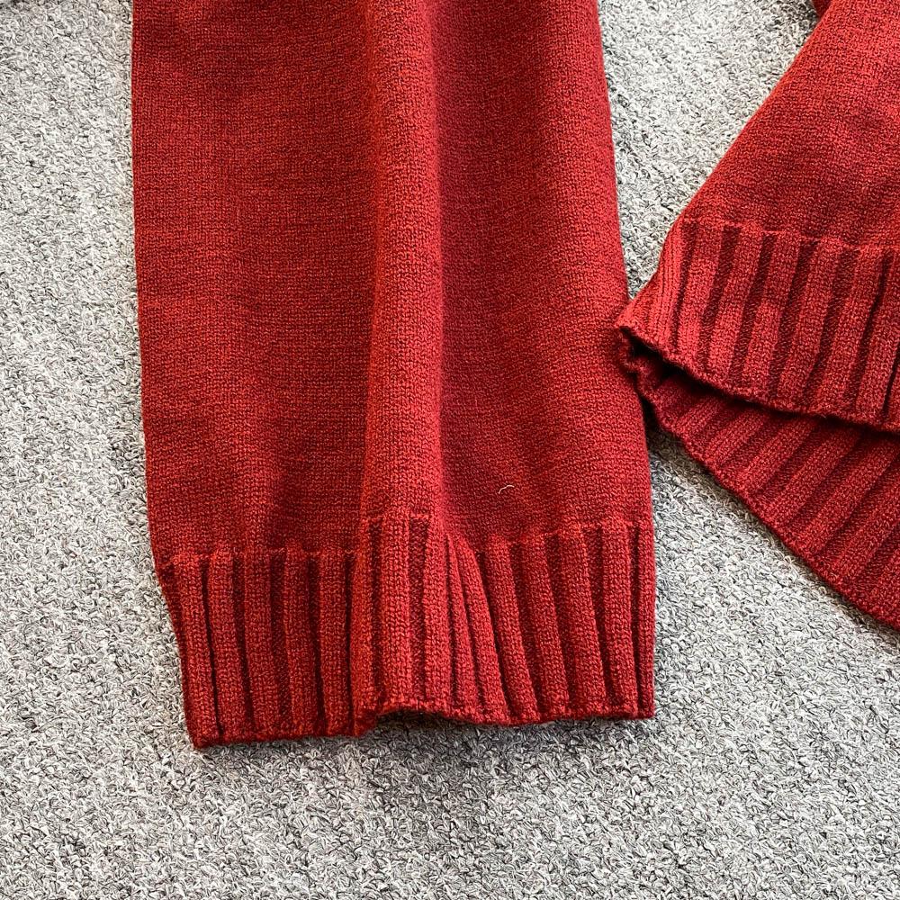 New Loose Knit Fried Dough Twists Sweater Suit Women's Winter High Waist Slim Straight Wide Leg Pants Two-piece Set