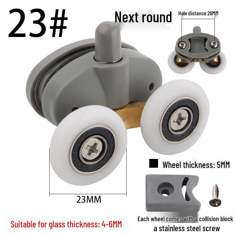 Shower Room Double Wheel Sliding Door Roller Set for Arc Glass Doors