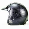 PU Leather Half Face Helmet Retro Style DOT Approved Motorcycle E-Bike Men Women