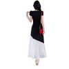 Plus Size Hepburn Style Color Block Summer Dress - Short Sleeve, Waist Slimming, Patchwork Design.