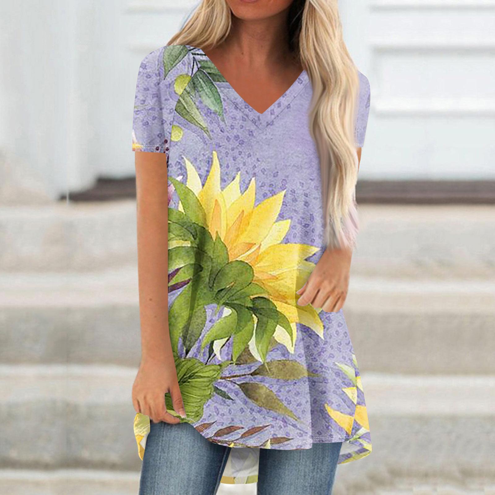 Женские плиссированные свободные топы с короткими рукавами Плюс — фото 8