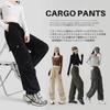 MORGEN SKY Long Parachute Cargo Casual Pants with Elastic Waist and Perfect for and Hip Solid CK375 Women's Pants, Wide-Length Hems, Work, Dance, Hop,