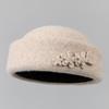 Retro-Hut Damen Herbst und Winter Neu Elegant Blume Wolle Topfhut Mutter Zylinder Gesicht zeigend Kleiner Fischerhut