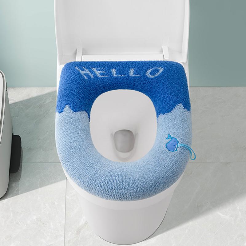 Toilet Seat Cover 1Pcs Soft Warmer Cushioned Pad Thickened Washable Bathroom Mat for Winter Comfort