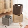 Foldable Wicker Storage Basket Square Collapsible Laundry Hamper Toy Snack Organizer Modern Minimalist Home Declutter