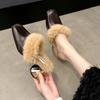 Mao Mao Slippers Women's Outer Wear 2025 Autumn Thick Heels High Heels French High-end Sense Bag Head Cotton Drag Temperament Muller Shoes