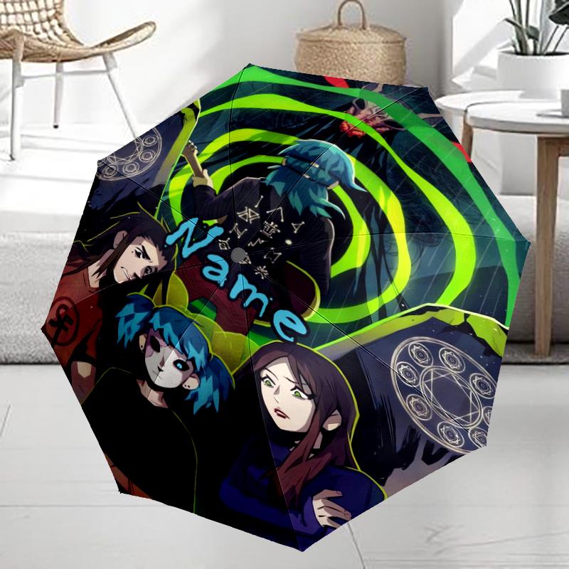 Custom Name Sally Face Theme Automatic Umbrella, Lightweight & Portable, 8 Rib, Perfect for Outdoor Travel, Birthdays, Christmas, Gifts.