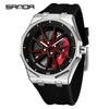 Sanda Men's Waterproof Alloy Car Wheel Design Silicone Wristwatch