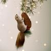 Realistic Foam Squirrel Hanging Ornament Christmas Tree Decor Woodland Animal Figurine with Faux Fur Tail Pine Cone Home Decor