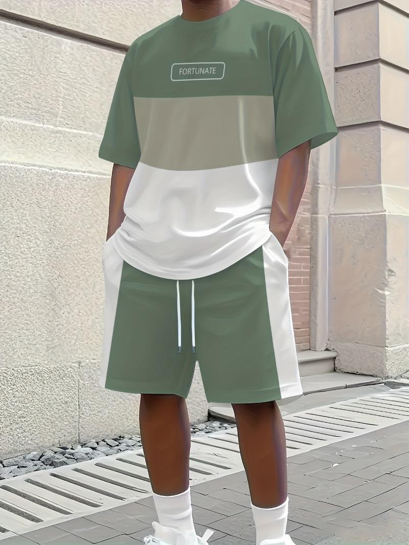 Men s summer fresh T-shirt and shorts set S