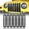 Hooke Road Black Front Grill Mesh Erts Clip-In Honeycomb Grille Guards For 1997-2006 Jeep Wrangler TJ & Unlimited (Pack Of 7)