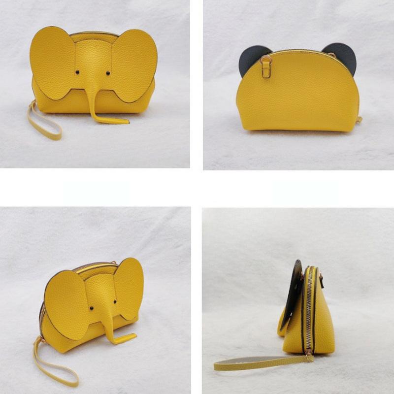 Korean  Solid Color Pu Leather Phone Purses Mini Elephant Crossbody Bags Ladies Lovely Casual Bags For Women