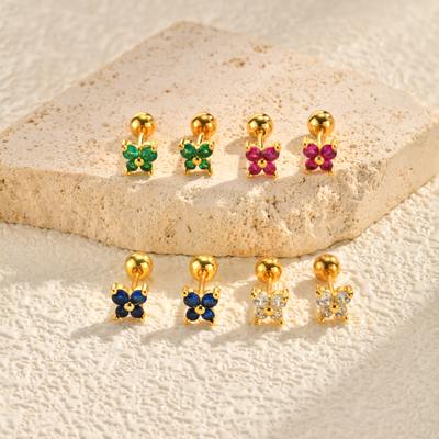 Stainless Steel Cartilage Earrings Butterfly CZ Studs Hypoallergenic Piercing Jewelry for Women Girls, Cubic Zirconia Ear Stud