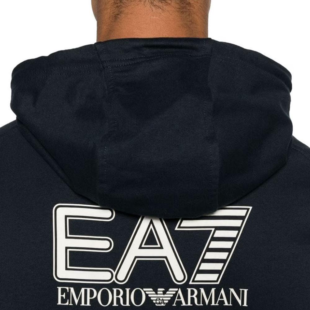 Emporio Armani EA7 Logo Print Hooded Zip-Up Long Sleeve Jacket Men Jackets Dark-Blue 6DPM53-PJVRZ-1562