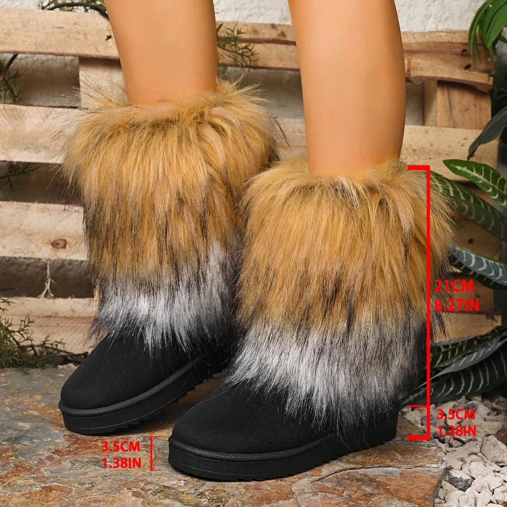 Y2K Style Women's Thick-Soled Mid-Calf Faux Fur Snow Boots - European & American Winter Fashion