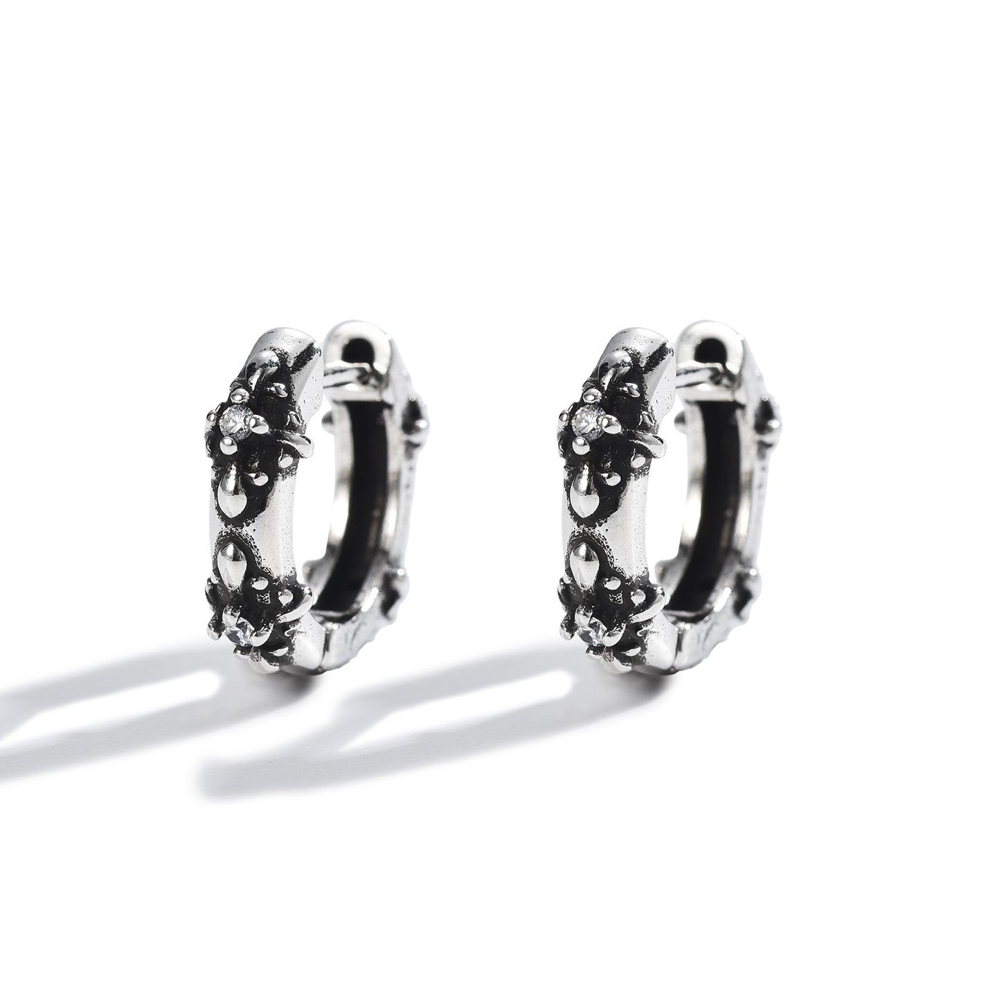 

Hip Hop Trend Retro Old Zircon Cross Earrings Personalized Iris Flower Earrings Old Money Wind Men S And Women S Ear Jewelry