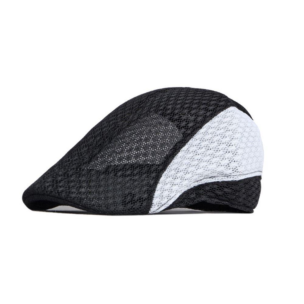 Casual Hollow Design Summer Beret Cap Breathable Adjustable Mesh Flat Caps Comfortable Quick-drying Sun Protection Hat Golf Caps