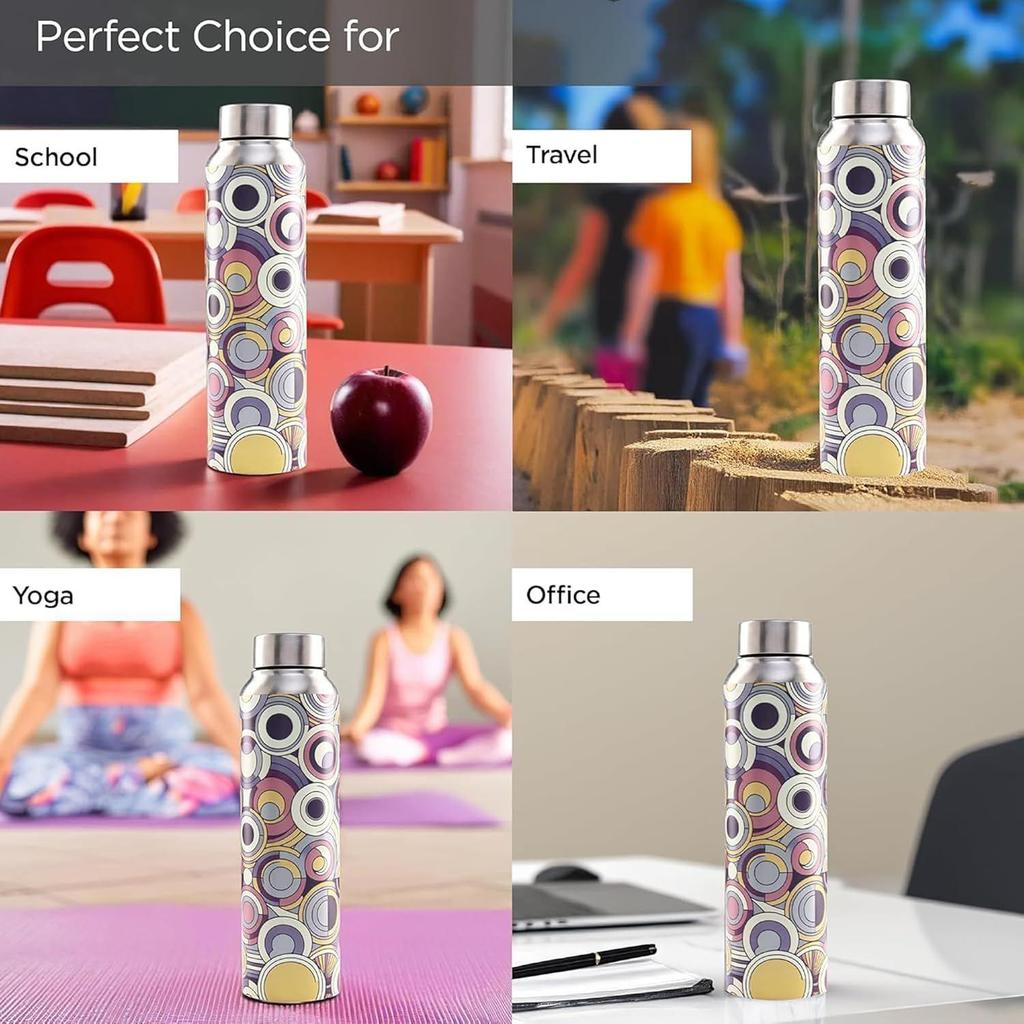 1litrová nerezová láhev na vodu | Do lednice/posilovny/kanceláře a pro školní děti | Cestovní láhev pro muže a ženy - S potiskem