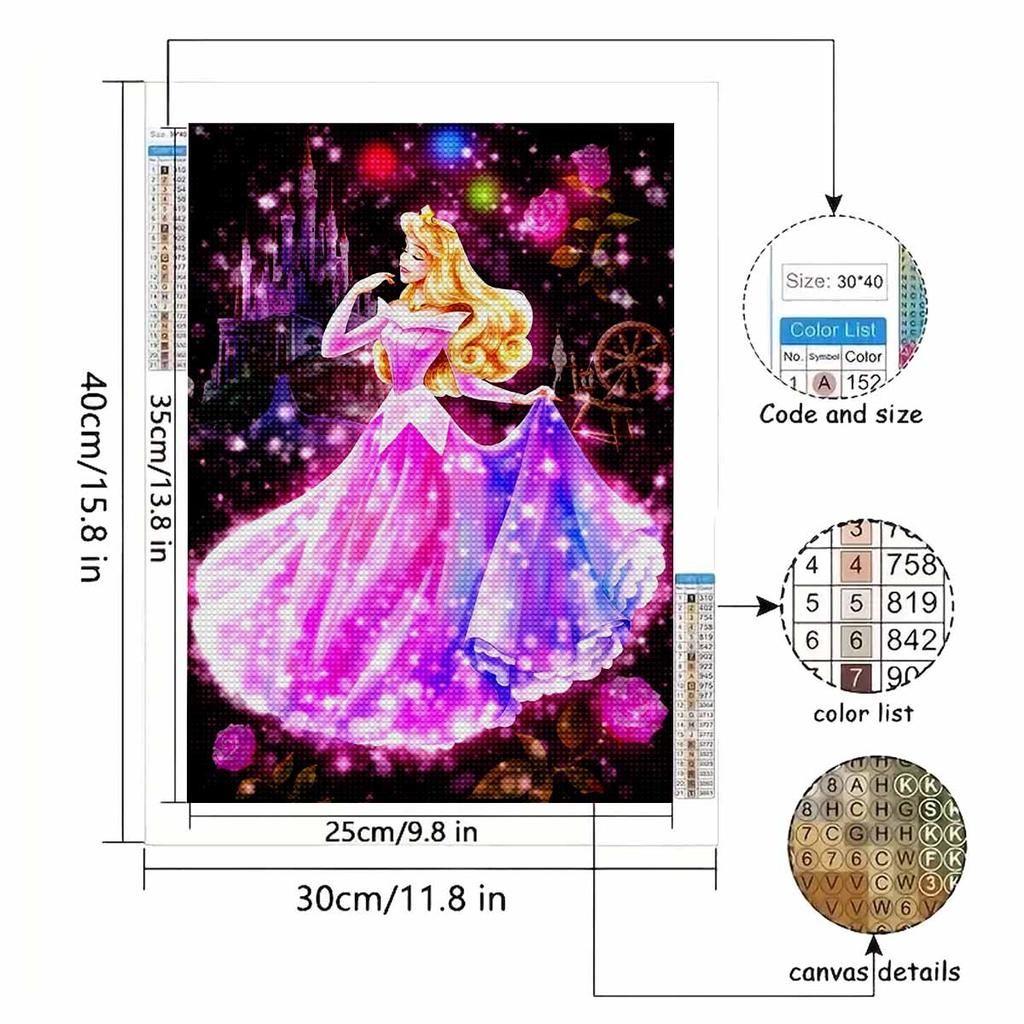 Full Round Diamond Painting Beautiful Princess Art Rhinestone Picture Mosaic DIY 5D Cross Stitch Embroidery Home Decoration