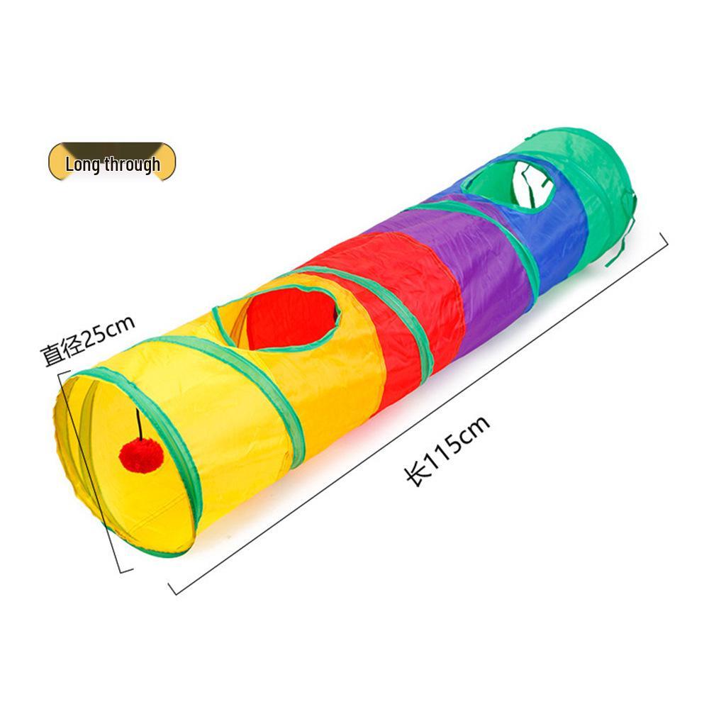Foldable Rainbow Cat Tunnel: Interactive Cross-Border Play Tube for Cats