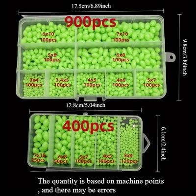 400/900 Pieces Bait Olive Beads Fluorescent Night Light Plastic Bait Bead Set with Anti-collision Beads and Protective Beads