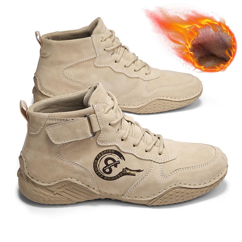 

Ботинки из свиной кожи Мужская обувь Удобные ботильоны для мужчин Повседневная обувь Мокасины Мужские зимние ботинки 46 хаки