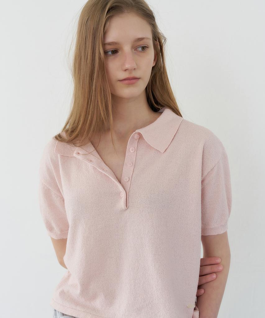 LETTERA Short Sleeve Collar Knit