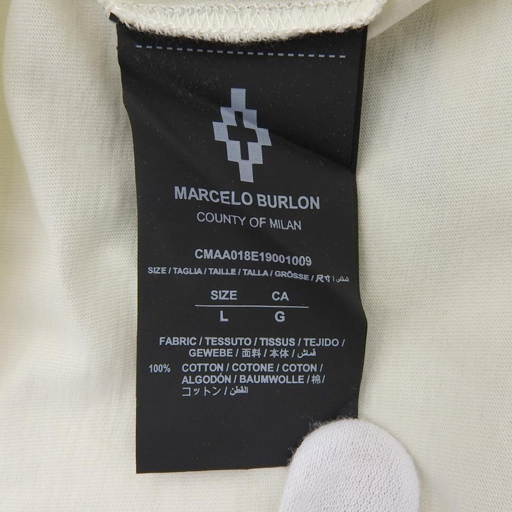 Marcelo Burlon Wing Print Short Sleeve T-Shirt, Men's, Off-White, Blue, Size L Tops L Off White / blueUsed