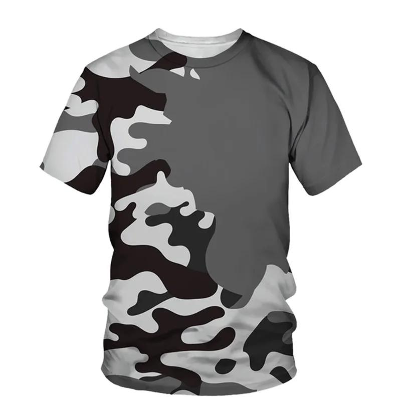 Summer Men's Camouflage Clothing 3D Printed T-shirt Fashionable Casual Short Sleeved Street Popular Plus Size Top