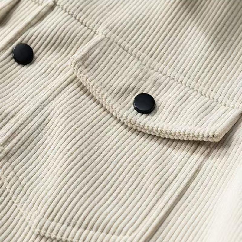 Autumn Winter New Men'S Casual Sports Top Functional Jacket Corduroy Lapel Jacket Cargo Jacket Casual Loose Multi-Pocket Retro Top