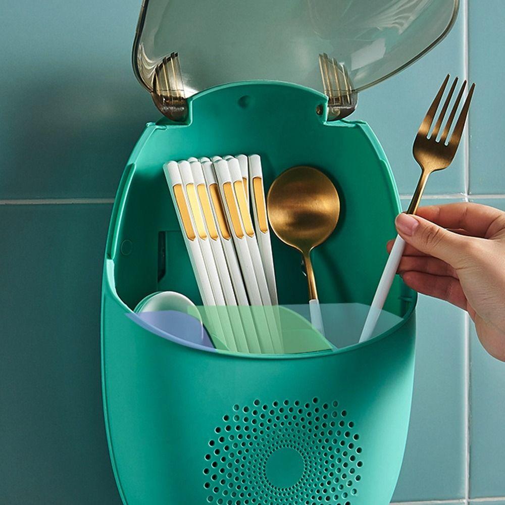 Plastic Chopsticks Cage Wall Mounted Cutlery Drain Rack Chopsticks Storage Box  Home