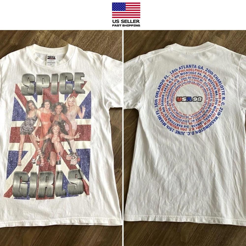 Группа Spice Girls 2 стороны Белая короткий рукав Унисекс Редкая футболка NH18757 Унисекс Футболка S