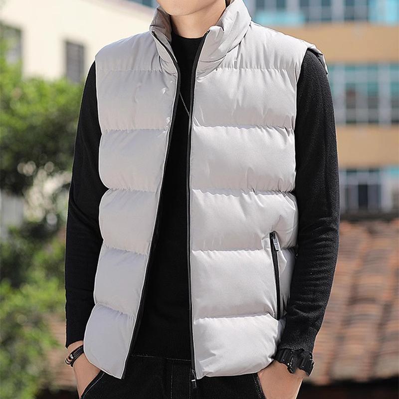 Gilet en coton duvet pour homme printemps et automne, style européen et américain, mode décontractée, grand col, veste chaude